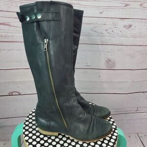 Diba Tall Leather Side Zip Boots Black Size 7